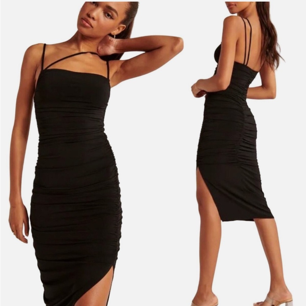 abercrombie ruched midi dress size S